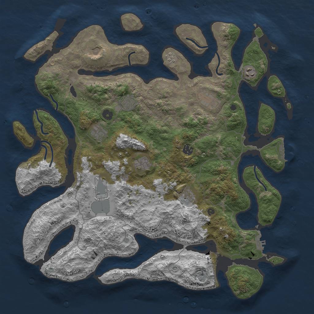 Rust Map: Procedural Map, Size: 4500, Seed: 453195884, 21 Monuments