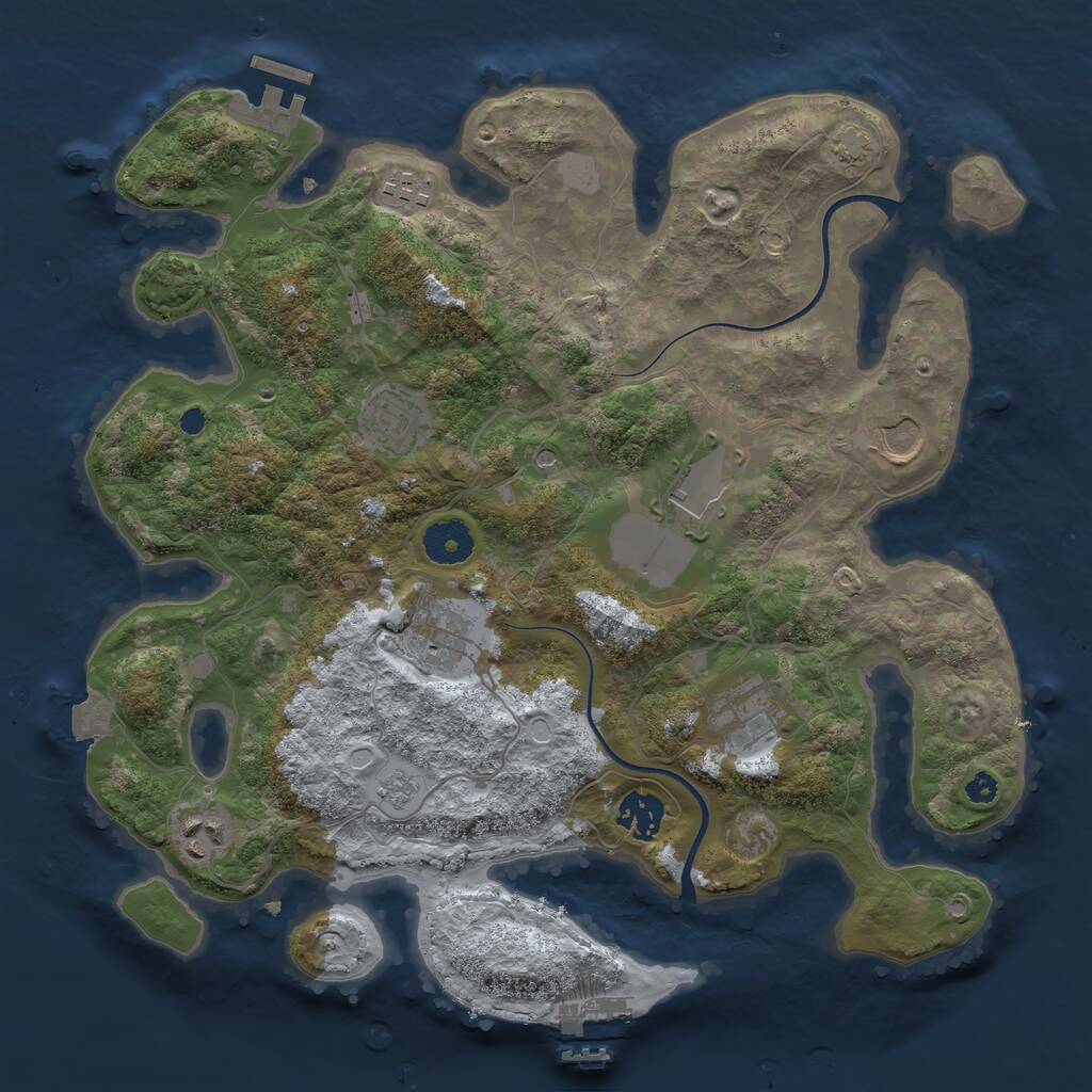 Rust Map: Procedural Map, Size: 3500, Seed: 15041, 14 Monuments