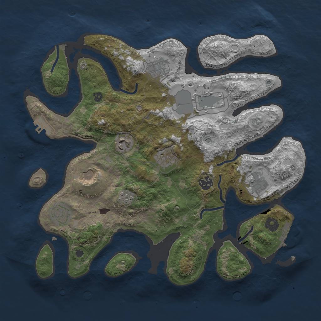 Rust Map: Procedural Map, Size: 3500, Seed: 1400934783, 20 Monuments