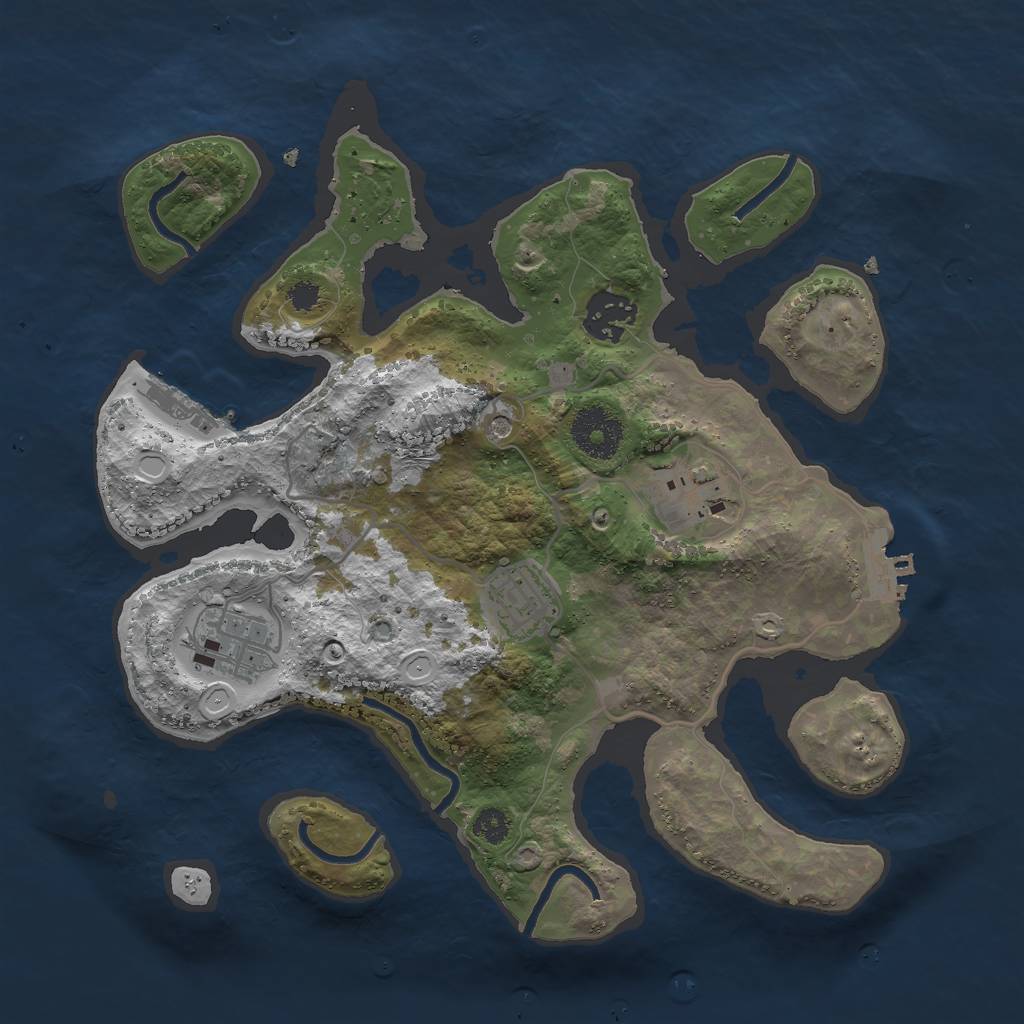 Rust Map: Procedural Map, Size: 3000, Seed: 1350589668, 15 Monuments