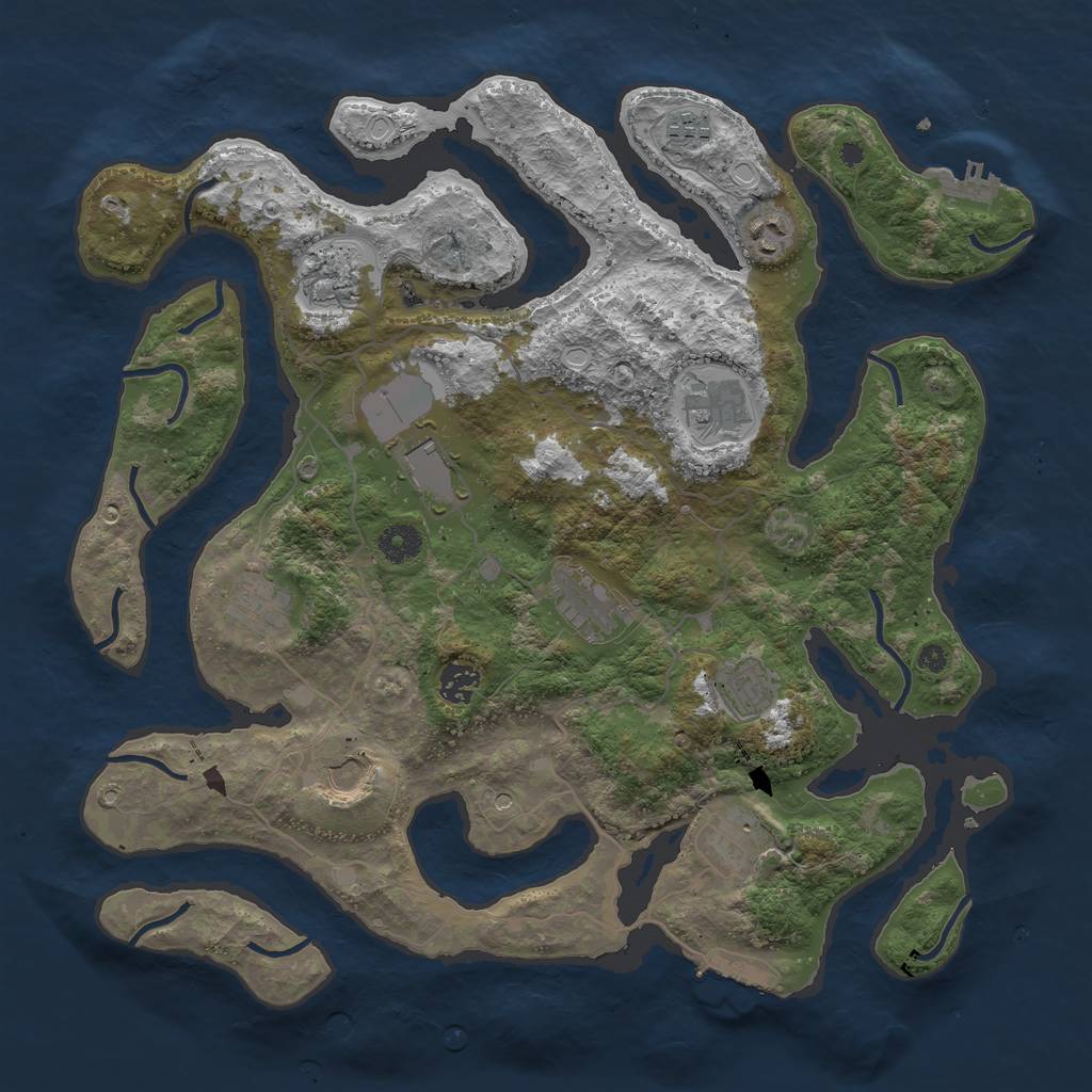 Rust Map: Procedural Map, Size: 4000, Seed: 910984980, 22 Monuments