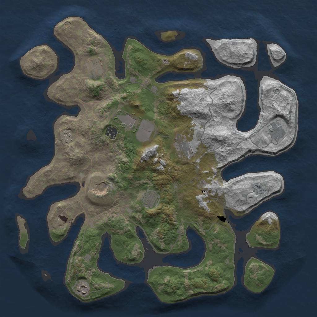 Rust Map: Barren, Size: 4000, Seed: 68, 12 Monuments