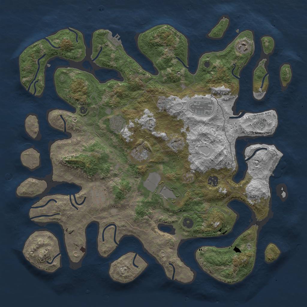 Rust Map: Procedural Map, Size: 4300, Seed: 1873924, 19 Monuments