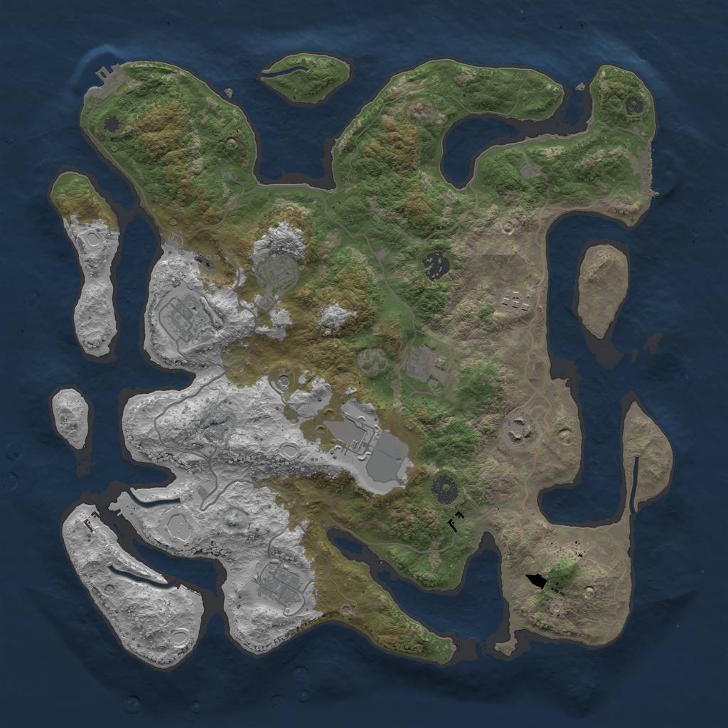 Rust Map: Procedural Map, Size: 4000, Seed: 370009, 19 Monuments