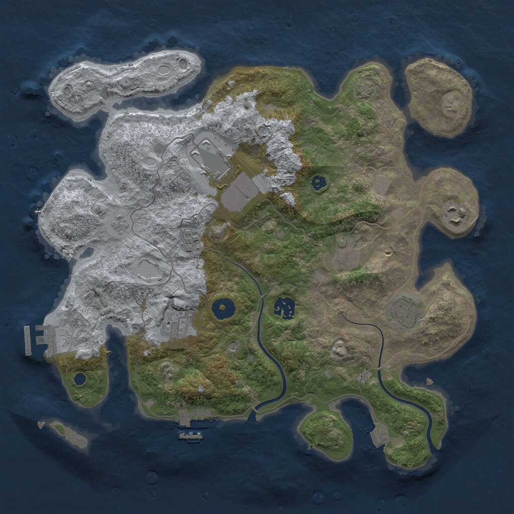 Rust Map: Procedural Map, Size: 3500, Seed: 445673, 13 Monuments