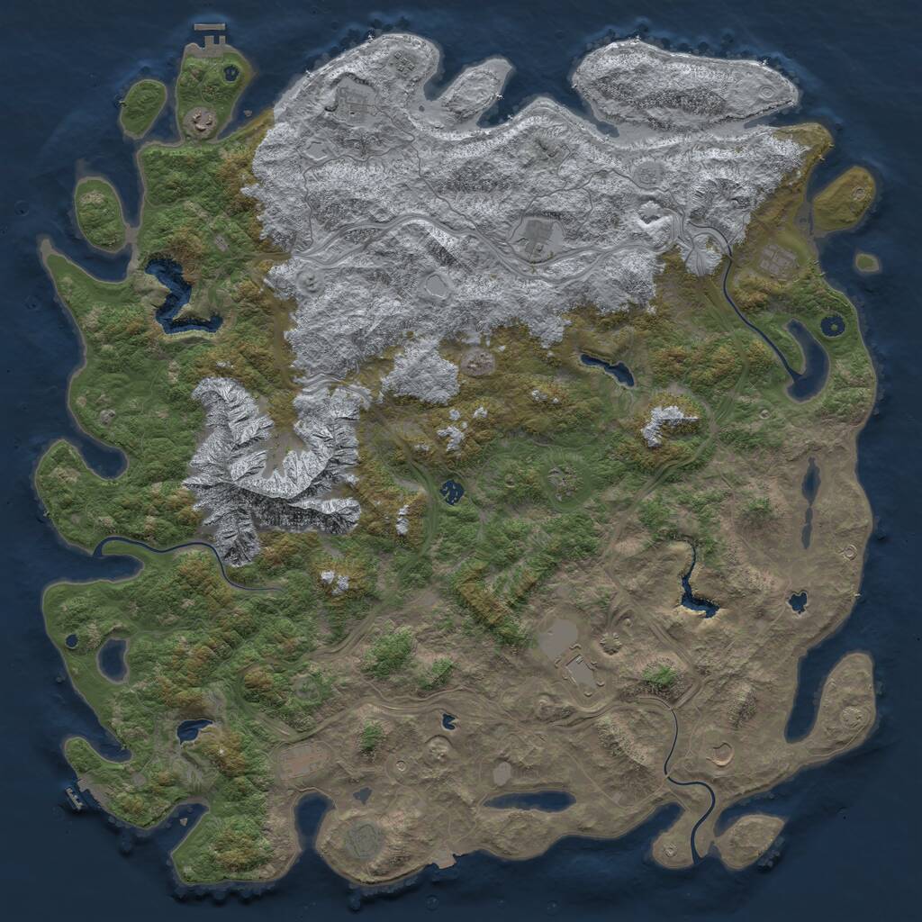 Rust Map: Procedural Map, Size: 6000, Seed: 3333333, 17 Monuments