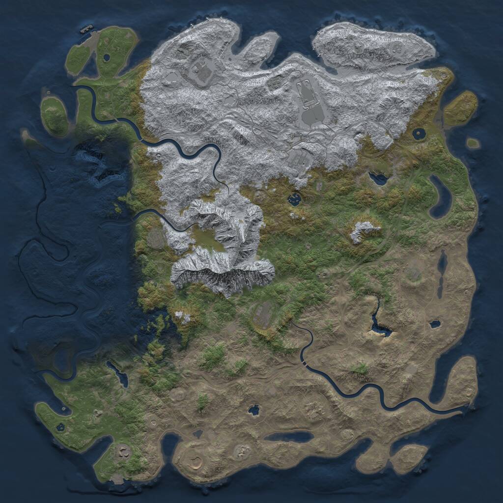 Rust Map: Procedural Map, Size: 6000, Seed: 3333333, 17 Monuments