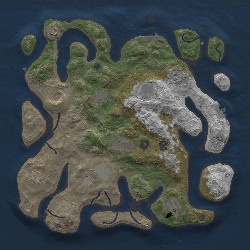 Rust Map: Procedural Map, Size: 3800, Seed: 1656801559, 21 Monuments