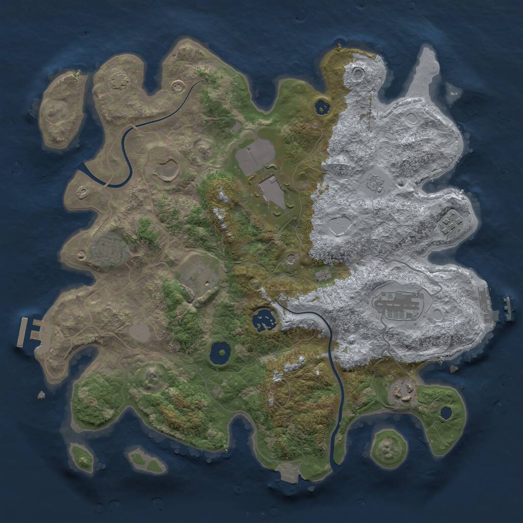 Rust Map: Procedural Map, Size: 3500, Seed: 18459494, 14 Monuments