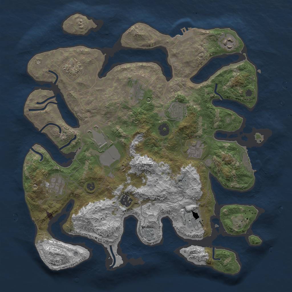 Rust Map: Procedural Map, Size: 3700, Seed: 148187536, 21 Monuments