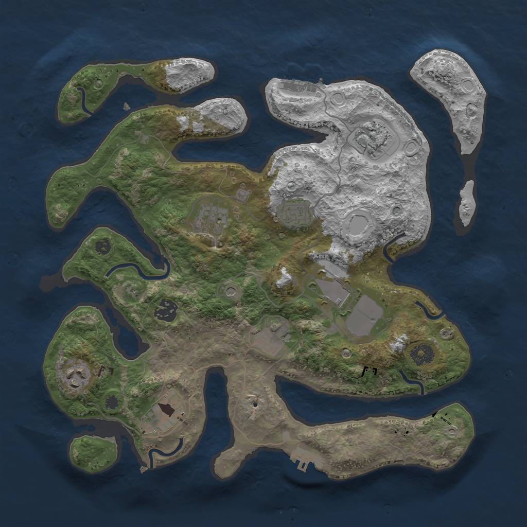 Rust Map: Procedural Map, Size: 3500, Seed: 532387, 19 Monuments