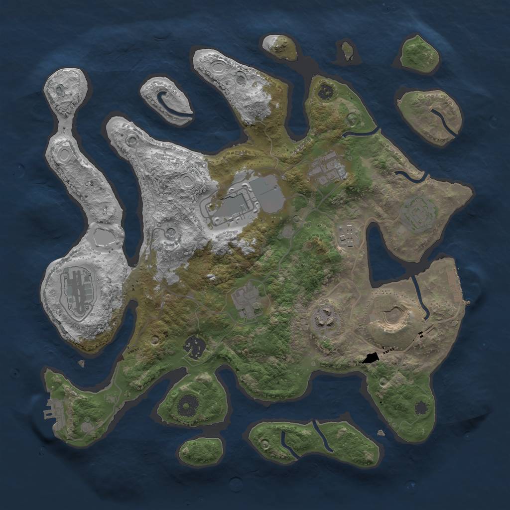 Rust Map: Procedural Map, Size: 3500, Seed: 842148154, 20 Monuments