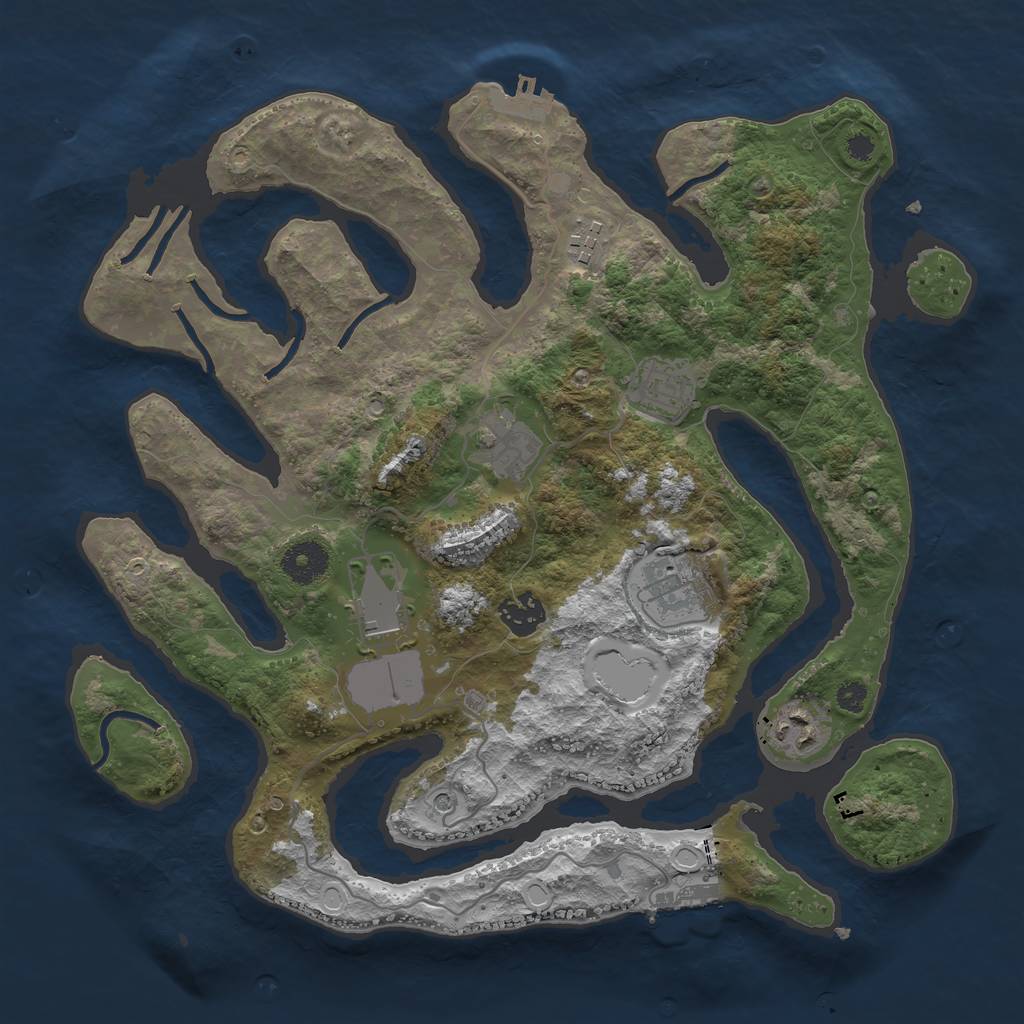 Rust Map: Procedural Map, Size: 3500, Seed: 963980907, 18 Monuments