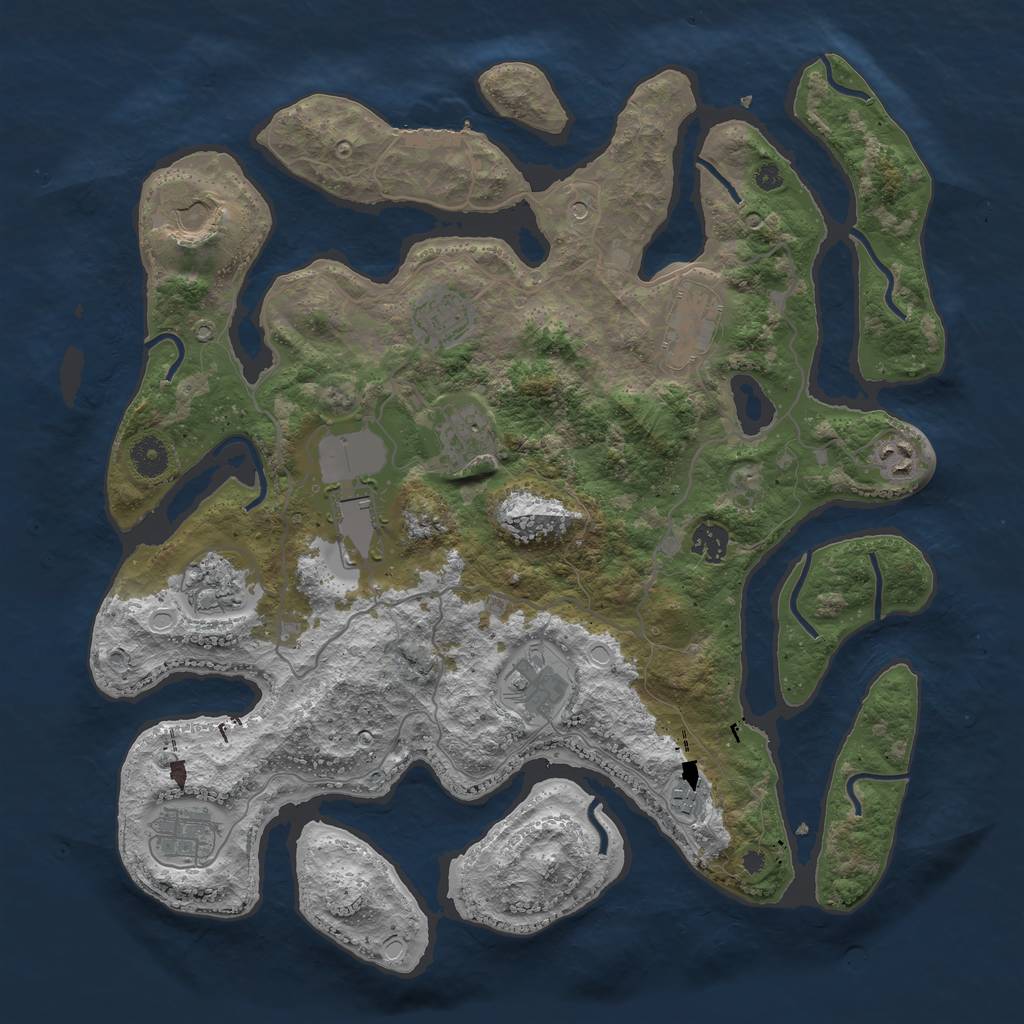 Rust Map: Procedural Map, Size: 4000, Seed: 919586624, 21 Monuments