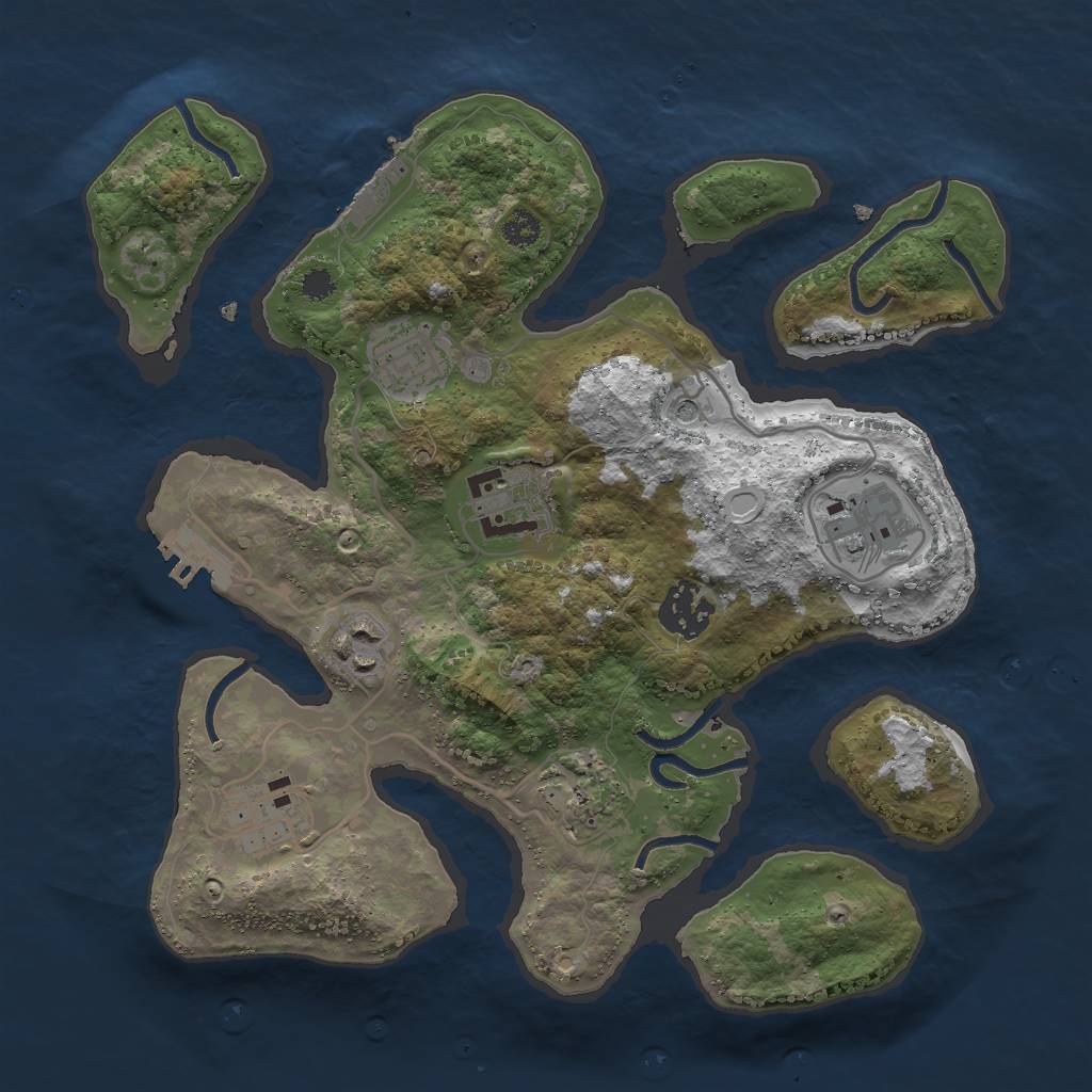 Rust Map: Procedural Map, Size: 3000, Seed: 1315729369, 18 Monuments