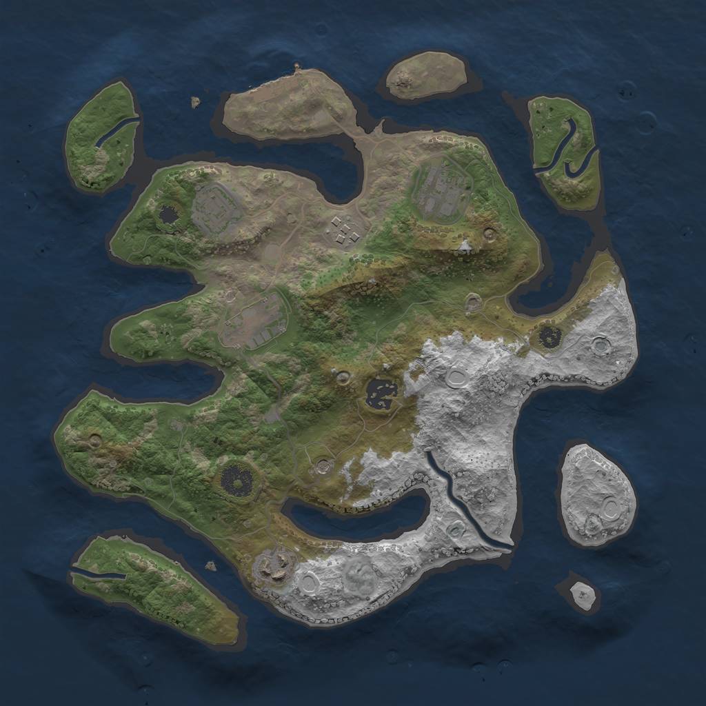 Rust Map: Procedural Map, Size: 3300, Seed: 730047086, 16 Monuments