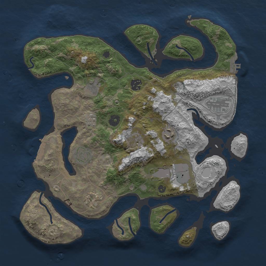 Rust Map: Procedural Map, Size: 3500, Seed: 1563192610, 20 Monuments