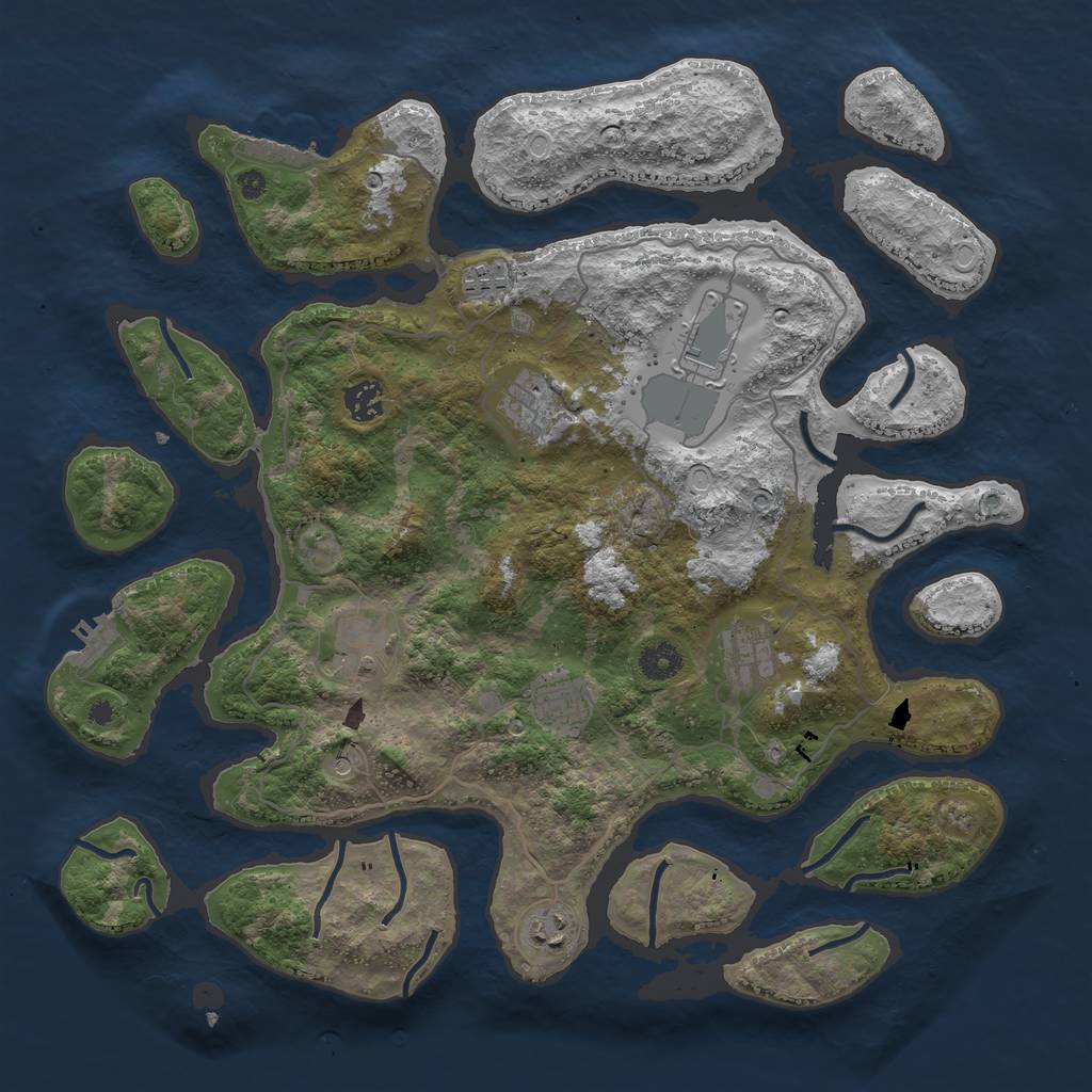 Rust Map: Procedural Map, Size: 4000, Seed: 143031, 19 Monuments