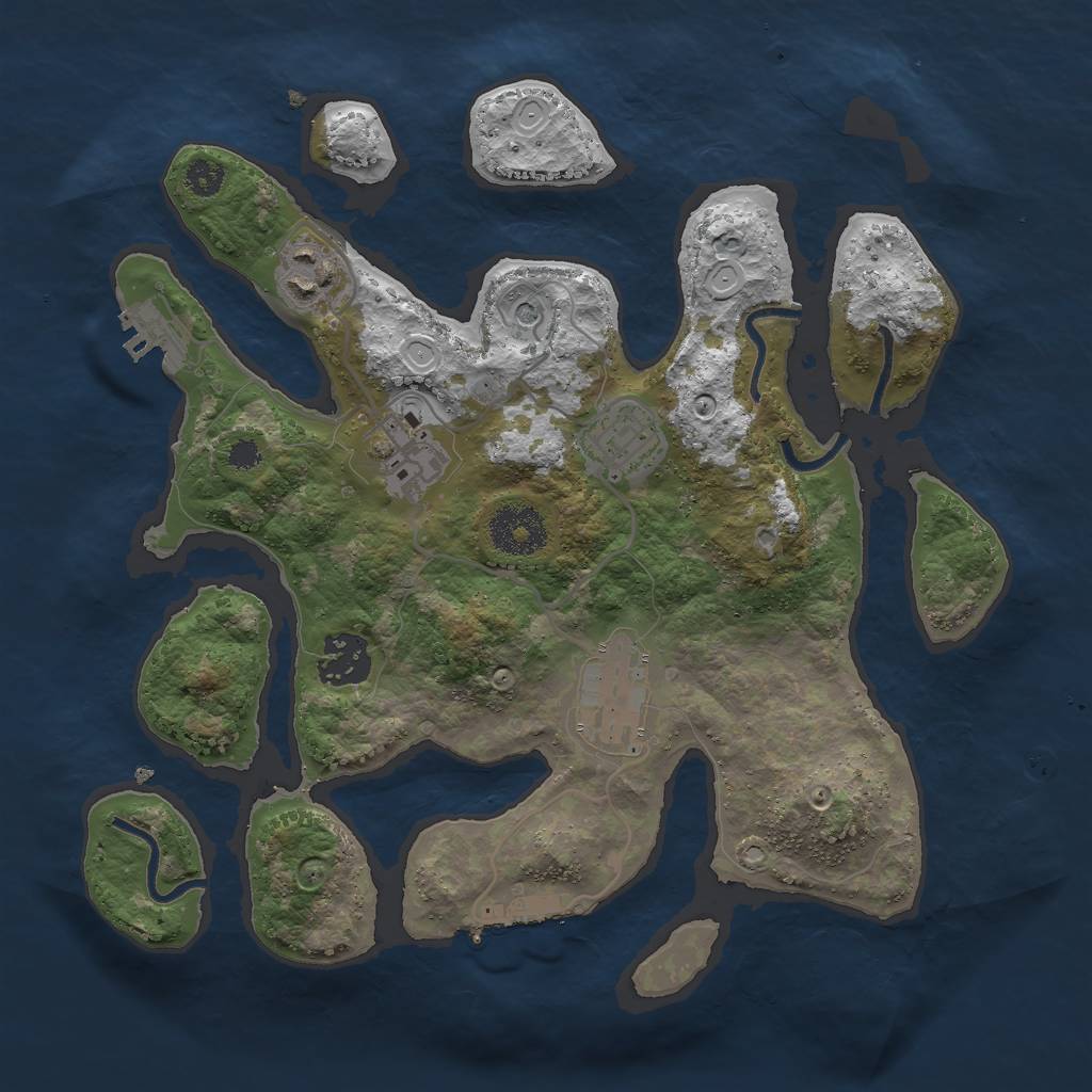 Rust Map: Procedural Map, Size: 3000, Seed: 1079531792, 16 Monuments