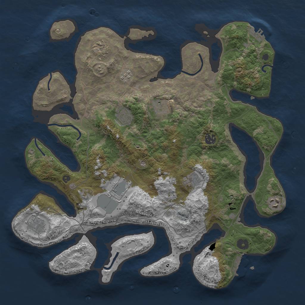 Rust Map: Procedural Map, Size: 4000, Seed: 848181730, 20 Monuments