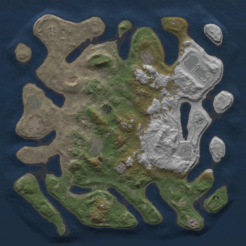 Rust Map: Barren, Size: 4500, Seed: 741974391, 14 Monuments