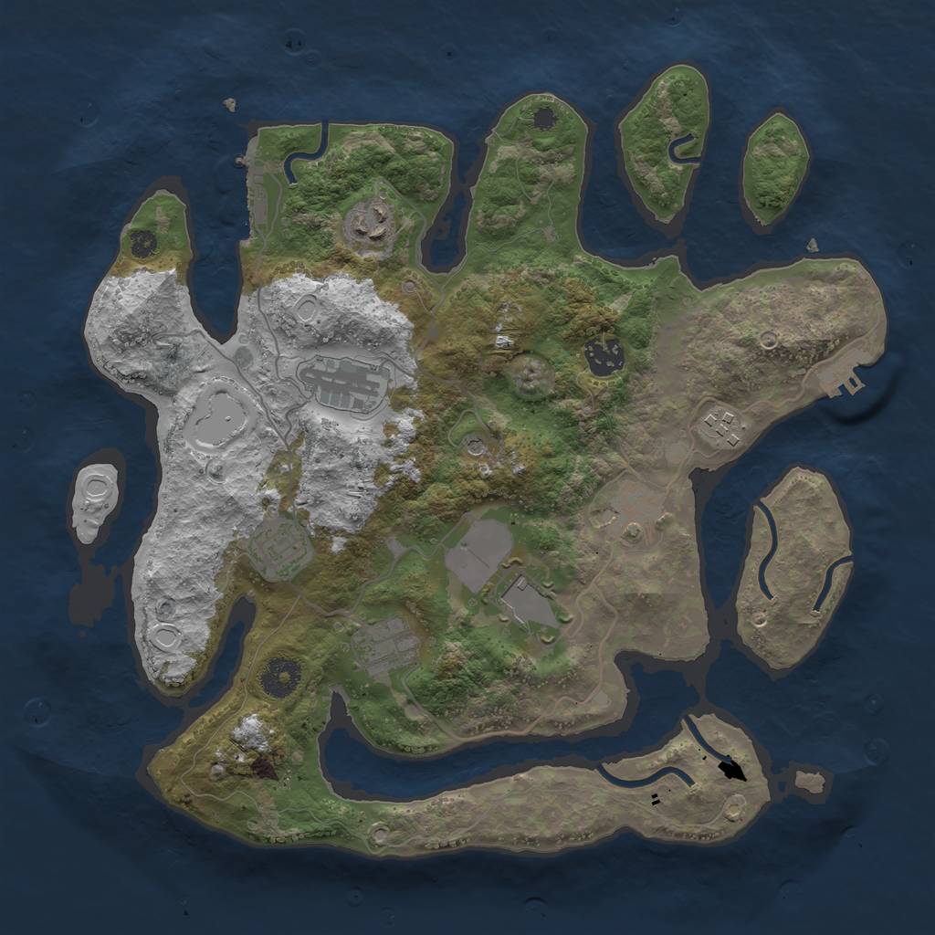 Rust Map: Procedural Map, Size: 3500, Seed: 5034739, 19 Monuments