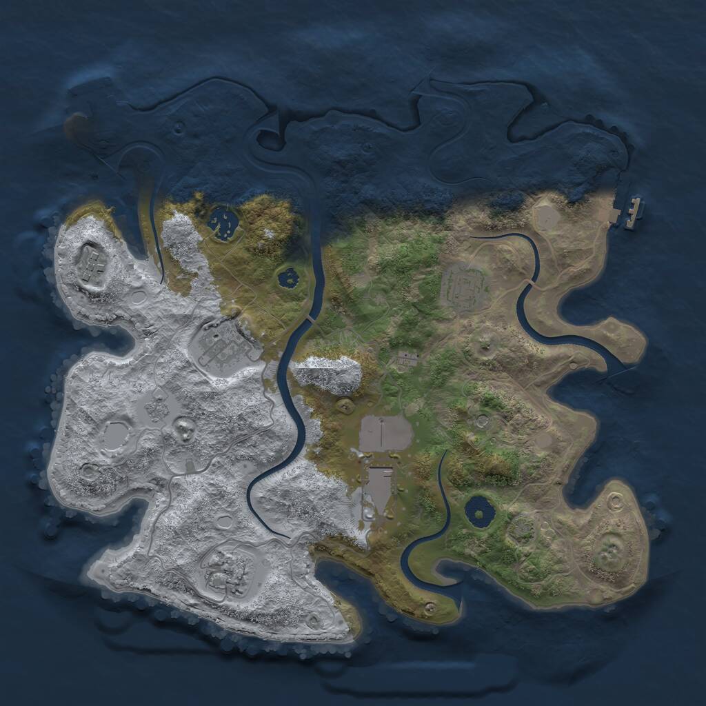 Rust Map: Procedural Map, Size: 3500, Seed: 742742, 12 Monuments