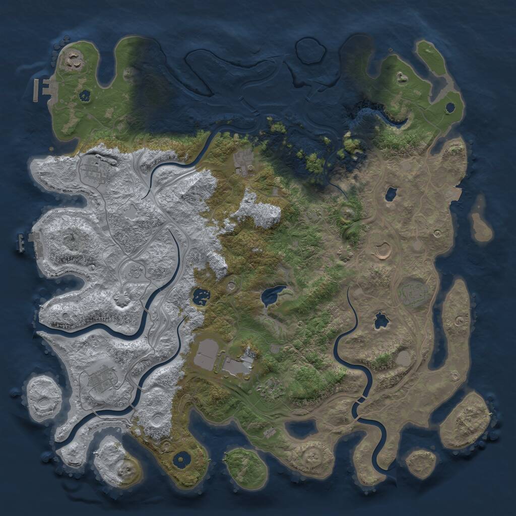 Rust Map: Procedural Map, Size: 4500, Seed: 34724, 16 Monuments