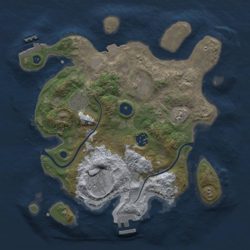 Rust Map: Procedural Map, Size: 3000, Seed: 1027034088, 8 Monuments