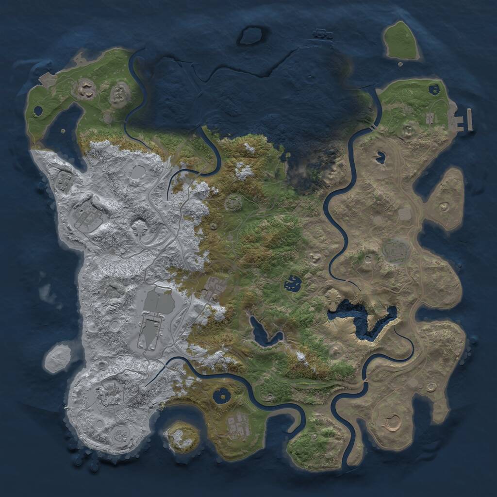 Rust Map: Procedural Map, Size: 4444, Seed: 100, 17 Monuments