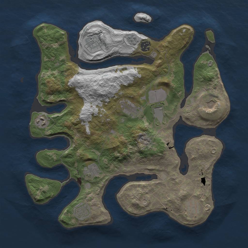 Rust Map: Barren, Size: 3600, Seed: 10079557, 13 Monuments