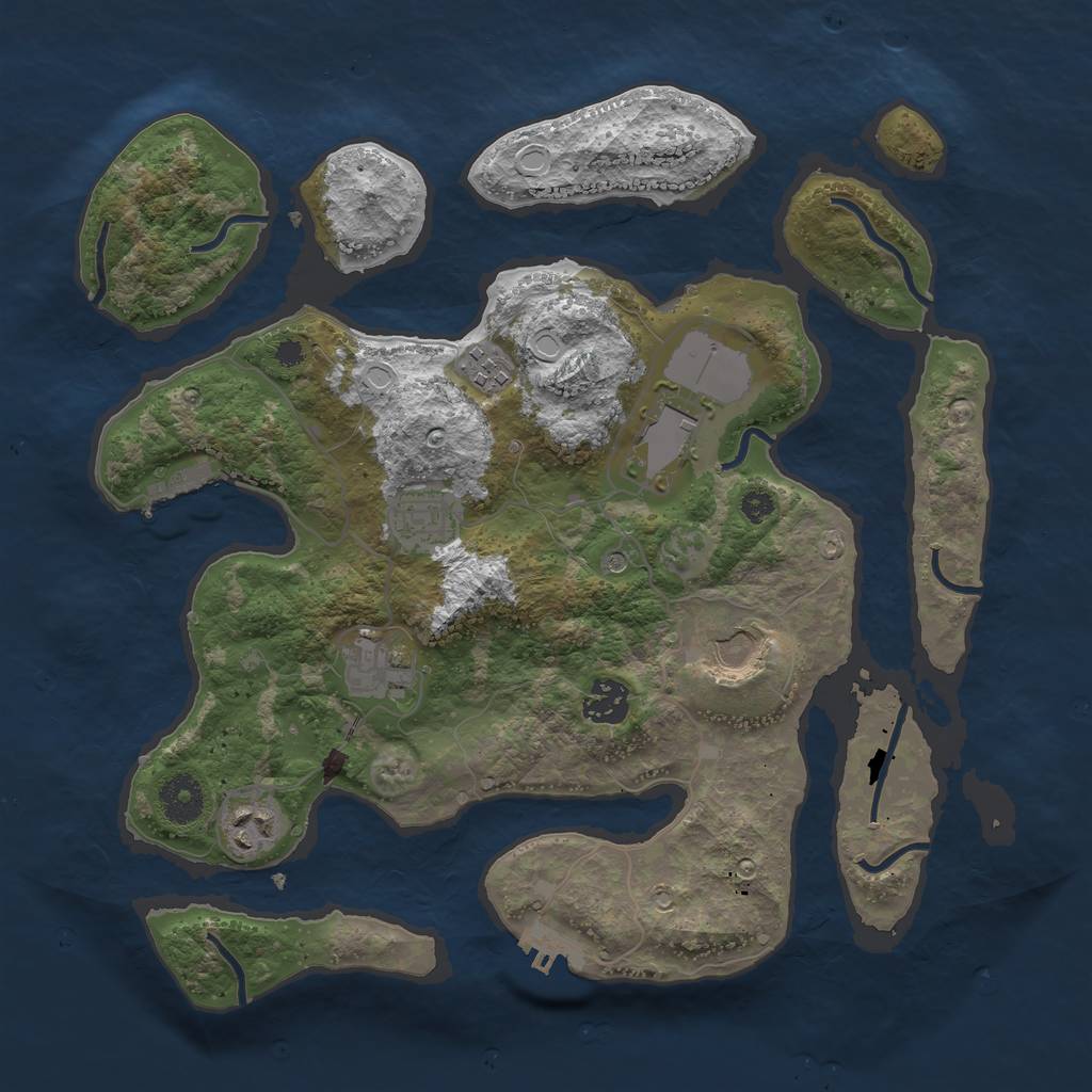 Rust Map: Procedural Map, Size: 3500, Seed: 1587042697, 18 Monuments