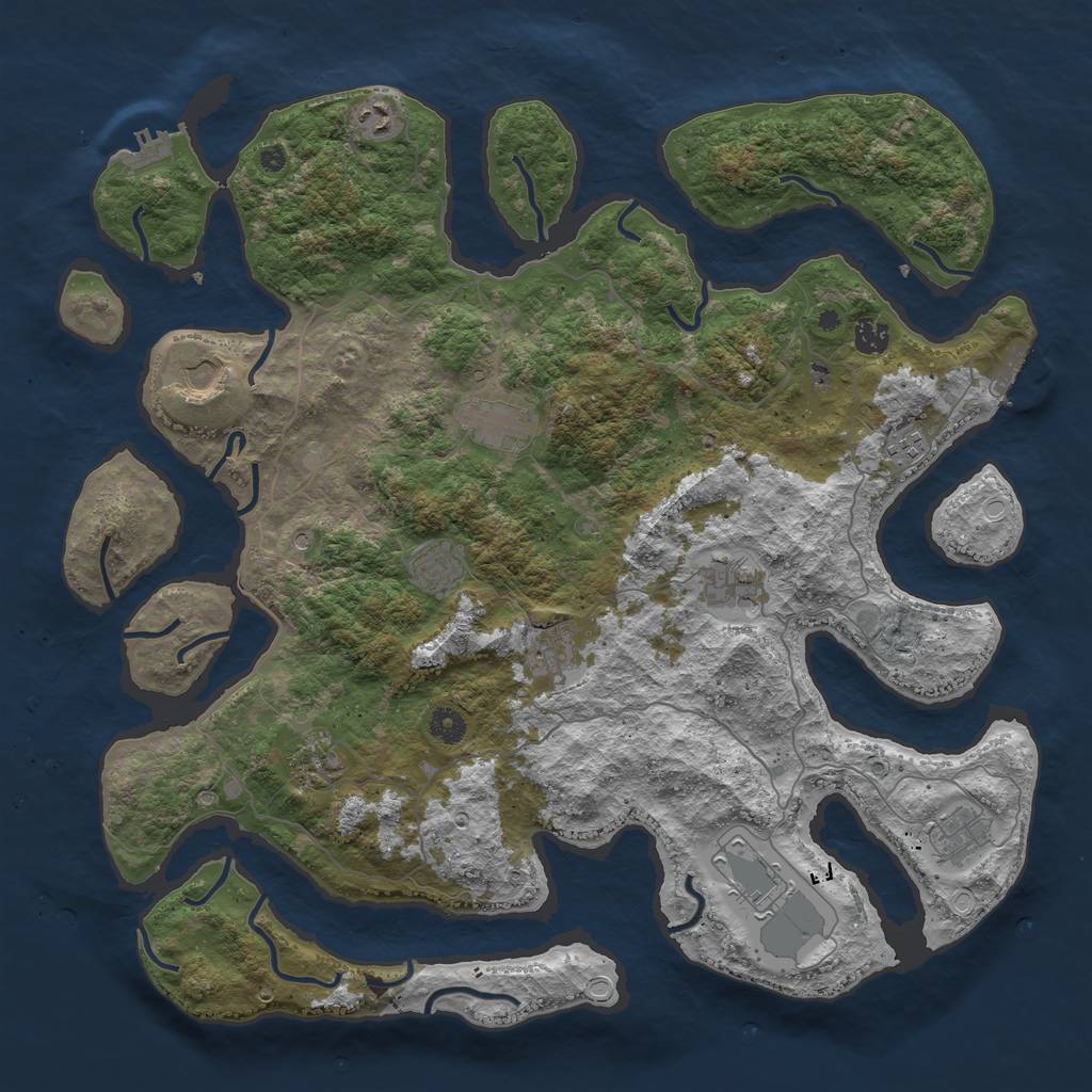 Rust Map: Procedural Map, Size: 4500, Seed: 501366053, 22 Monuments