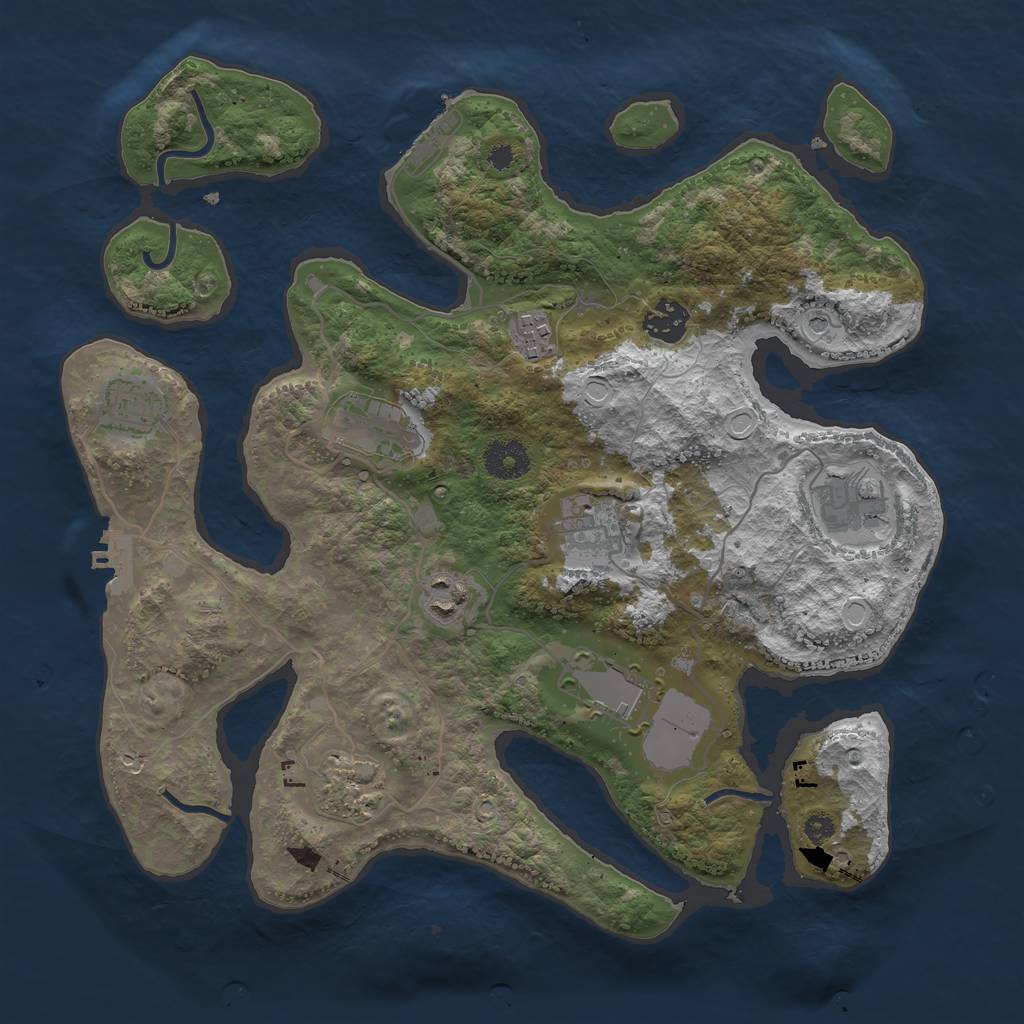 Rust Map: Procedural Map, Size: 3500, Seed: 342151829, 20 Monuments
