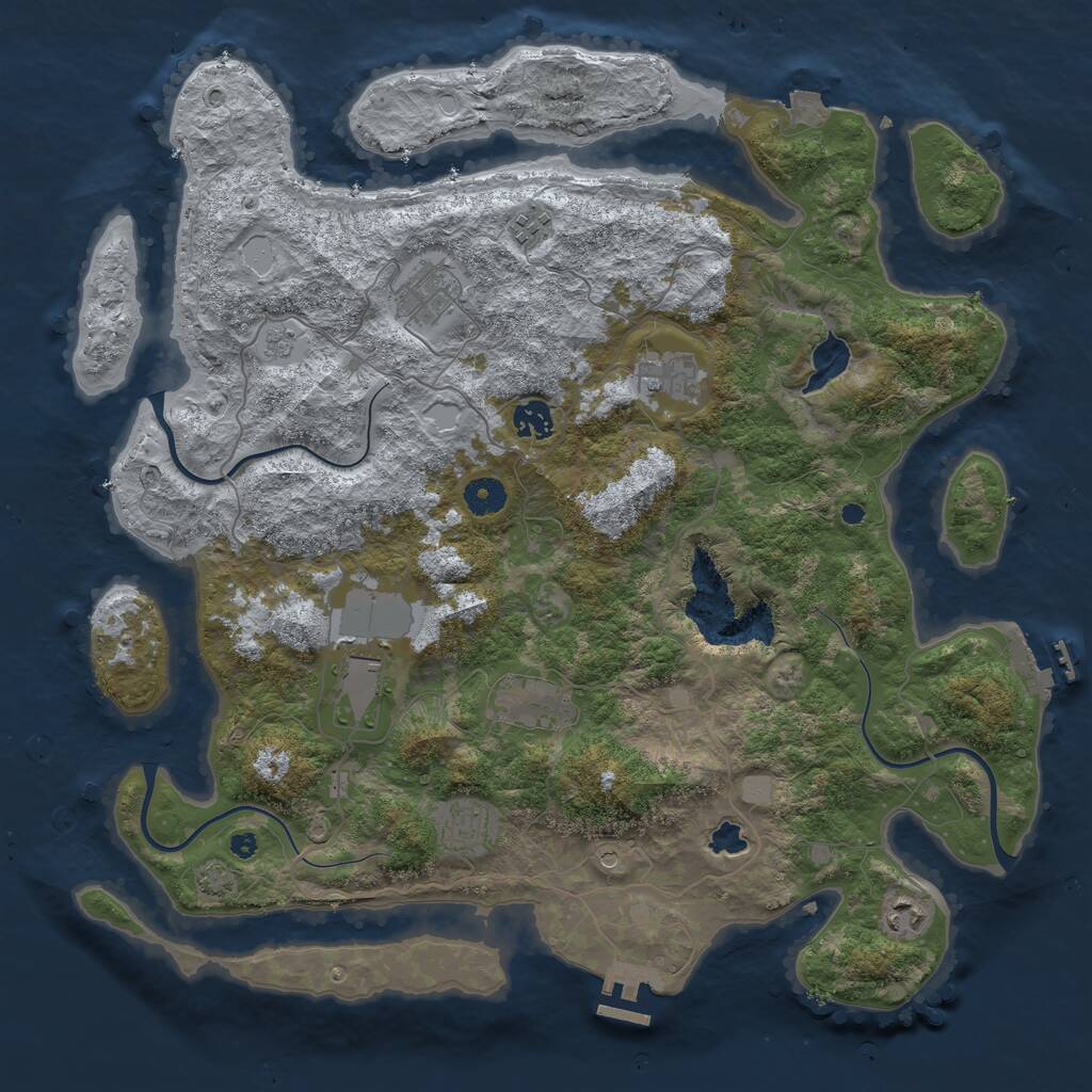 Rust Map: Procedural Map, Size: 4100, Seed: 228716, 14 Monuments