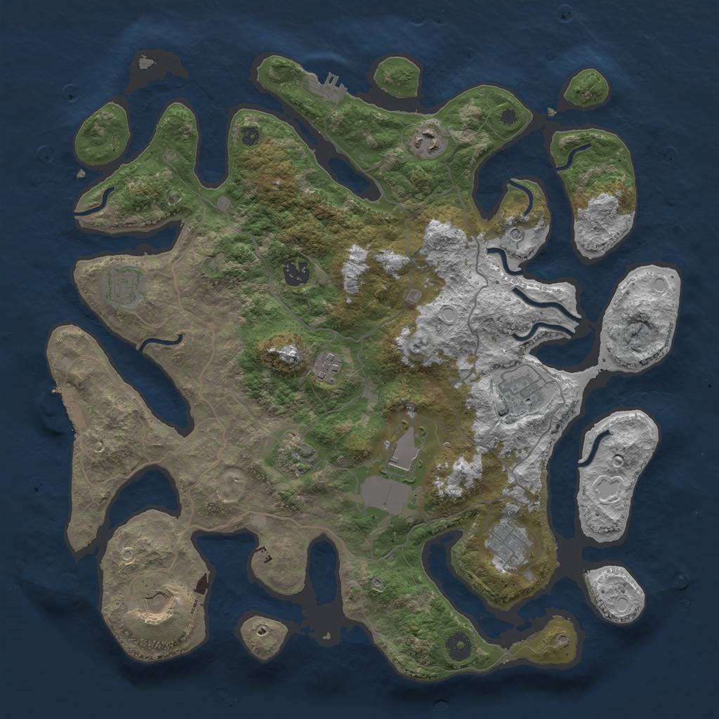 Rust Map: Procedural Map, Size: 4000, Seed: 52507, 20 Monuments