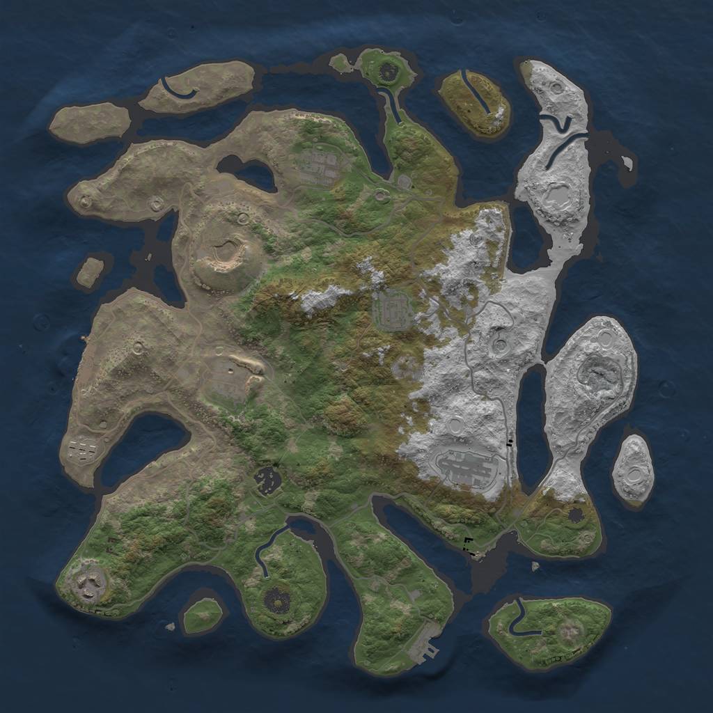 Rust Map: Procedural Map, Size: 4000, Seed: 104311661, 19 Monuments