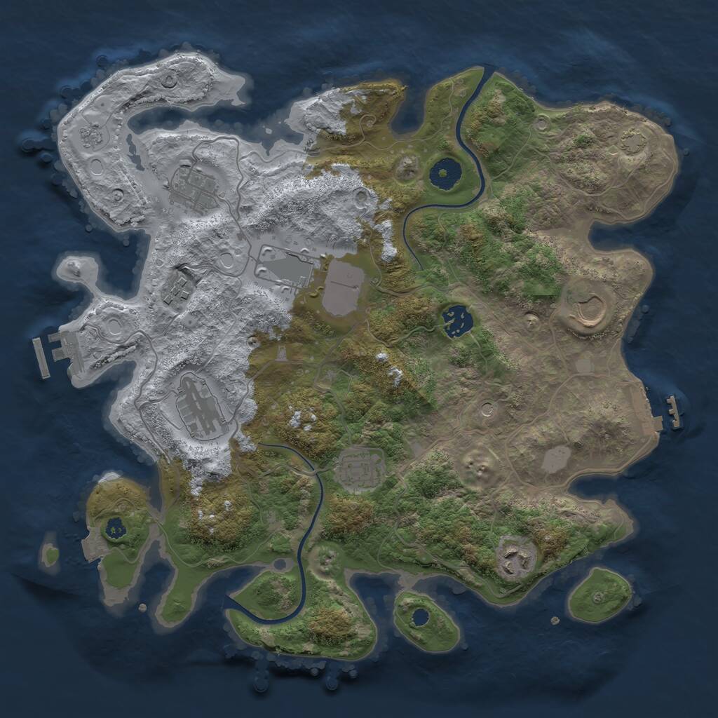 Rust Map: Procedural Map, Size: 3500, Seed: 64895, 14 Monuments