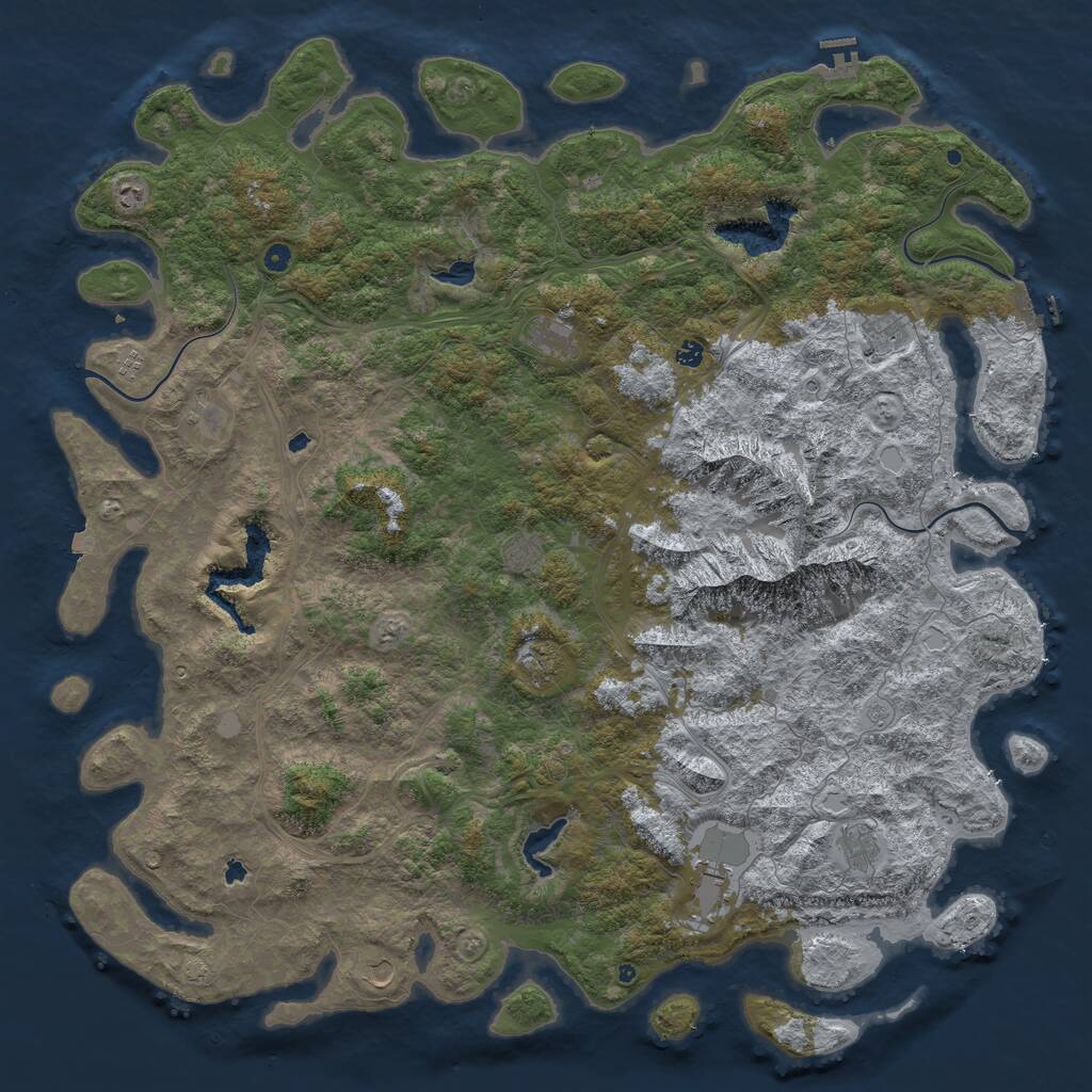 Rust Map: Procedural Map, Size: 6000, Seed: 12494, 17 Monuments