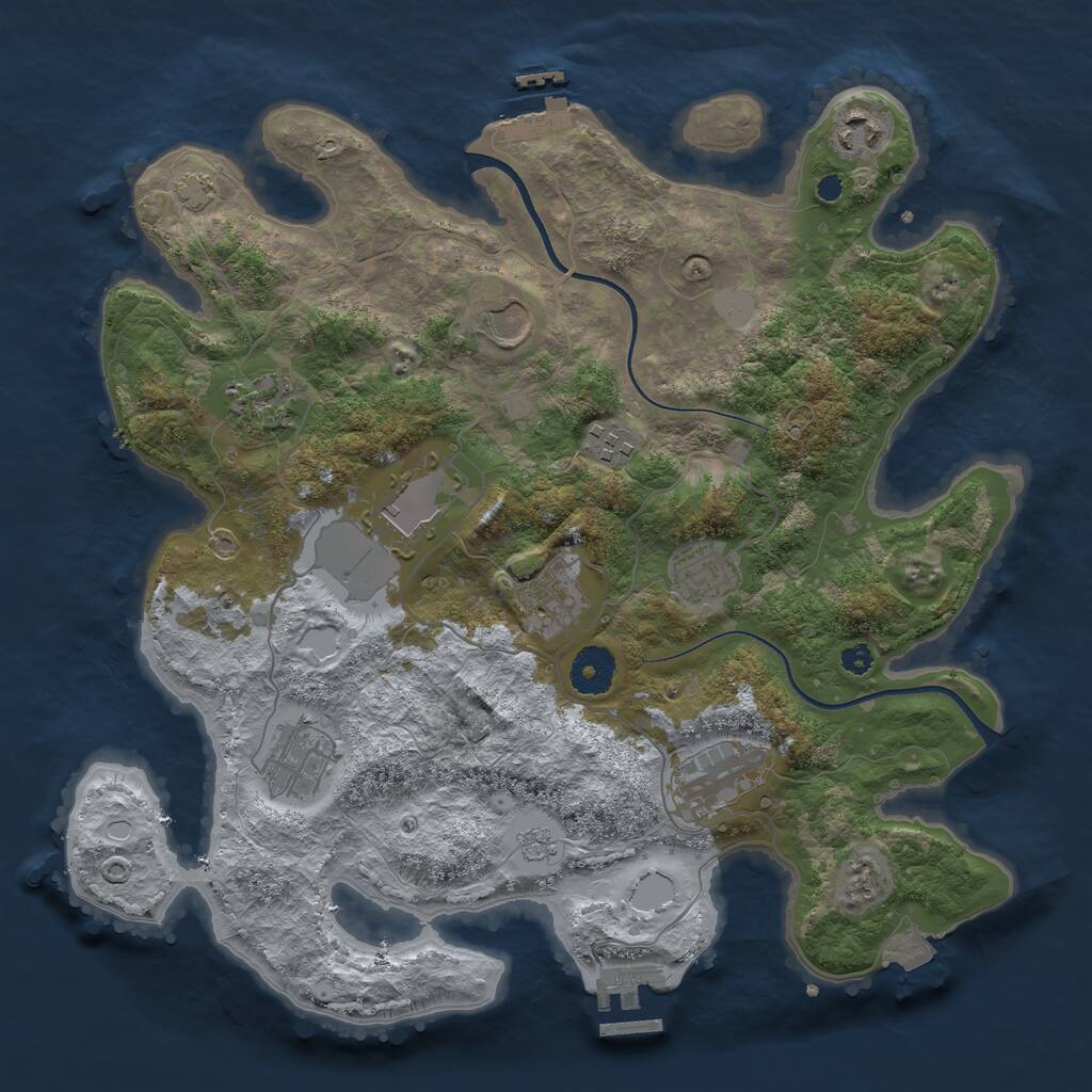 Rust Map: Procedural Map, Size: 3500, Seed: 1875634, 14 Monuments