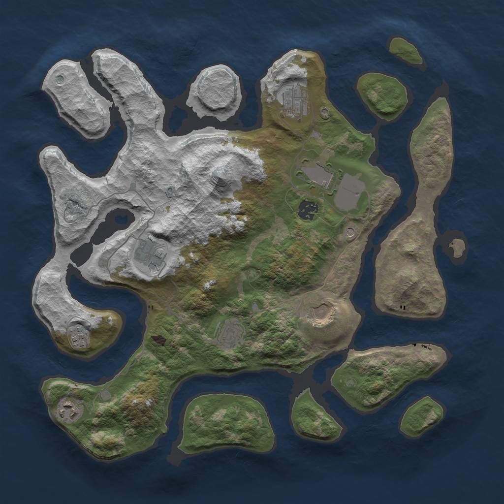 Rust Map: Barren, Size: 3800, Seed: 17, 11 Monuments