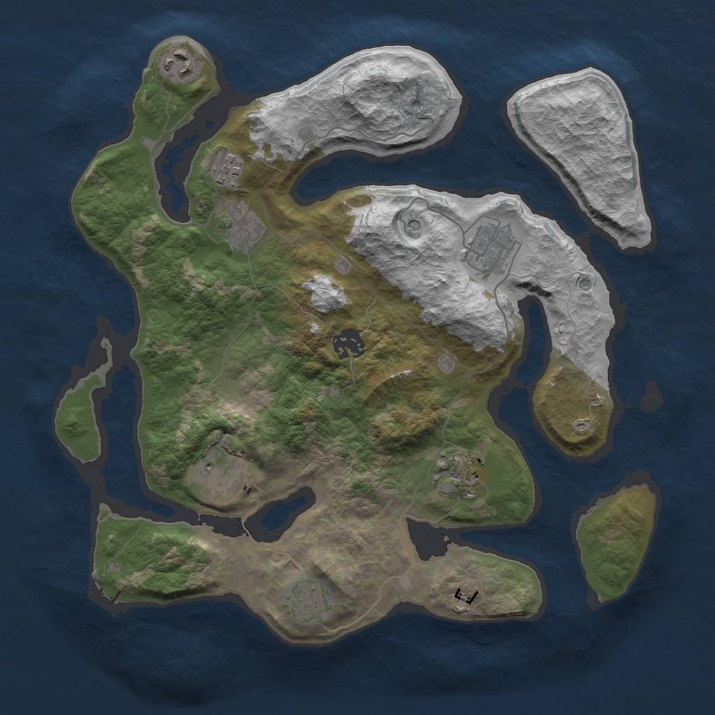 Rust Map: Barren, Size: 3400, Seed: 78546579, 11 Monuments