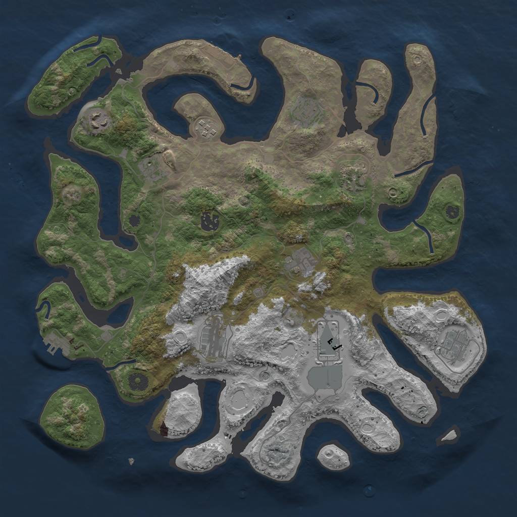 Rust Map: Procedural Map, Size: 3950, Seed: 1342651842, 21 Monuments