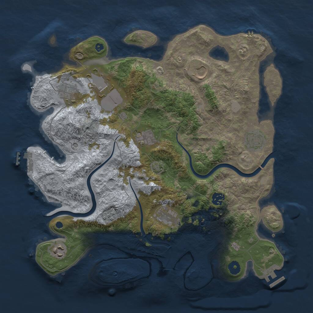 Rust Map: Procedural Map, Size: 3700, Seed: 745677, 15 Monuments
