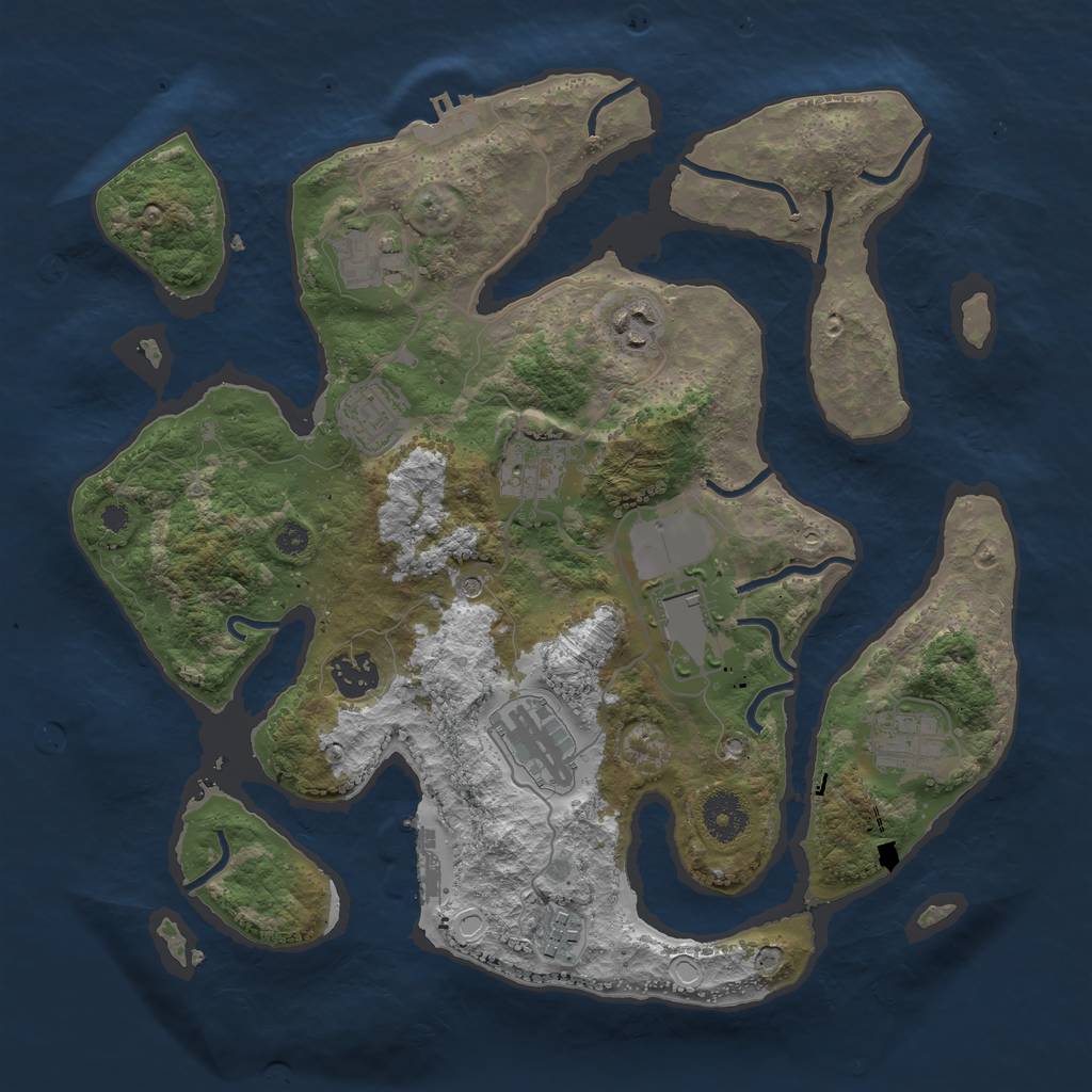 Rust Map: Procedural Map, Size: 3500, Seed: 327171951, 20 Monuments