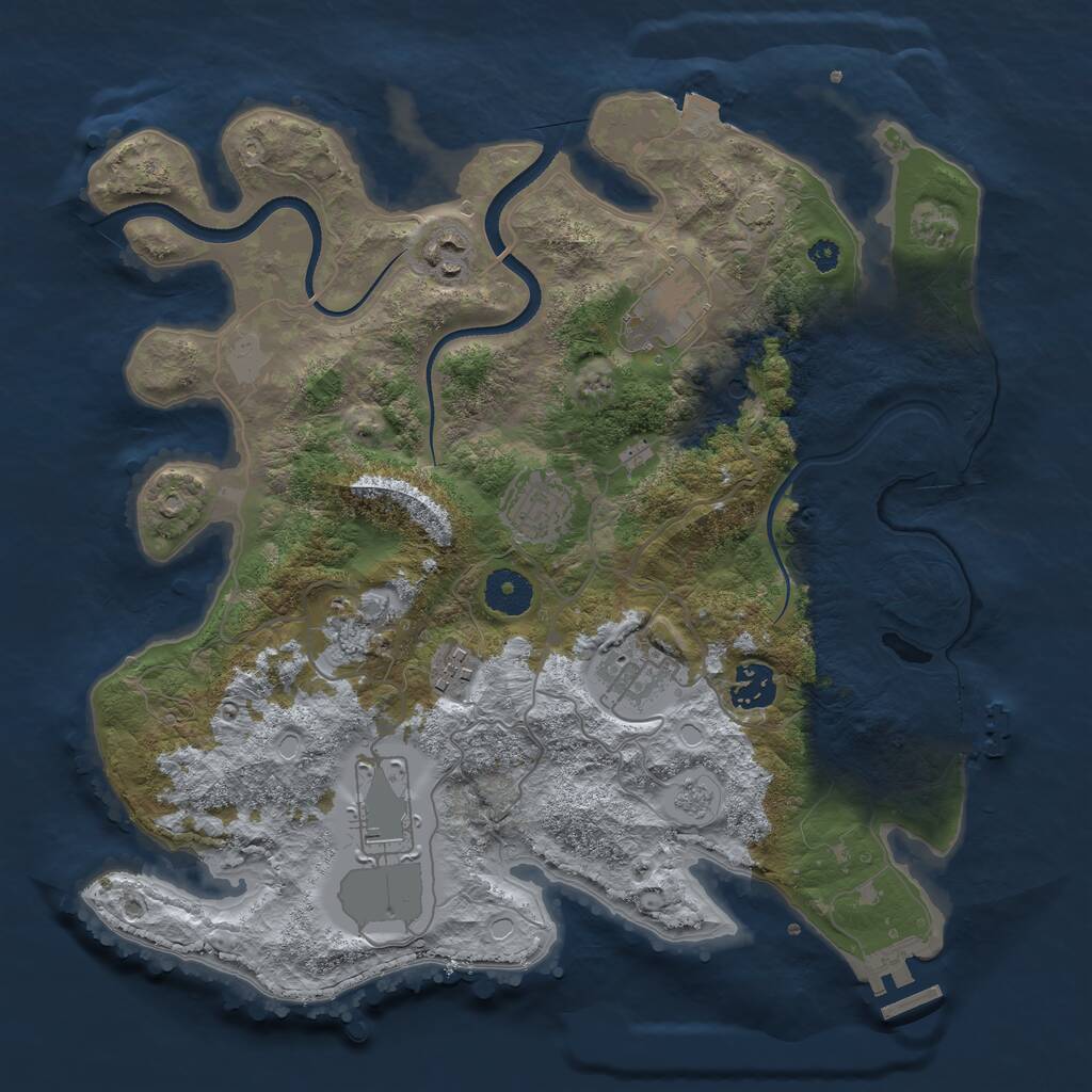 Rust Map: Procedural Map, Size: 3500, Seed: 354453112, 14 Monuments