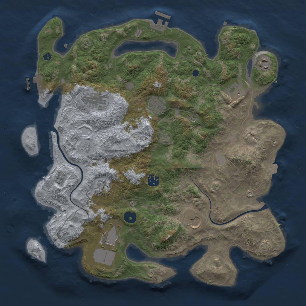 Rust Map: Procedural Map, Size: 3800, Seed: 32185, 15 Monuments