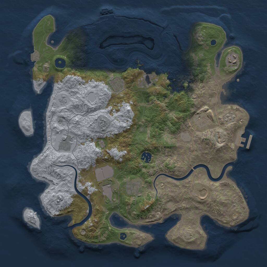 Rust Map: Procedural Map, Size: 3800, Seed: 32185, 16 Monuments