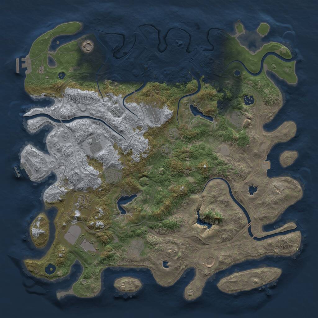 Rust Map: Procedural Map, Size: 4500, Seed: 1460877782, 17 Monuments