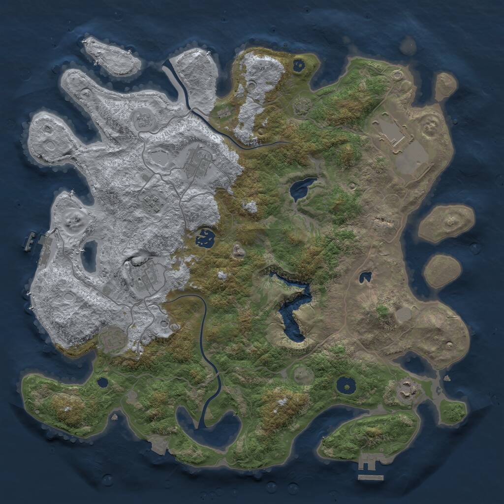 Rust Map: Procedural Map, Size: 4000, Seed: 2073510625, 13 Monuments